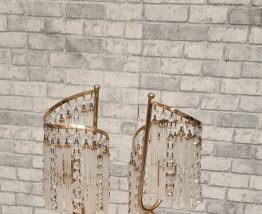 paire de chevet a pampilles verre et cristal 1970 a 80  chro