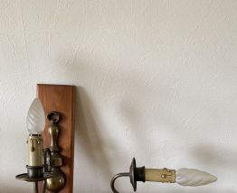 lot de 2 appliques en laiton sur socle bois (amovible)