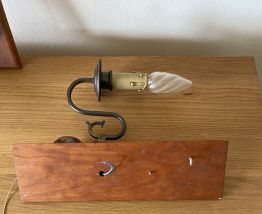 lot de 2 appliques en laiton sur socle bois (amovible)