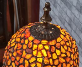 grande lampe americaine  art nouveau avec abat jour ambre ti