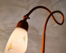 lampe acier peint orange , 1960 a 80,elec ok 47x32 original 