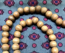 Collier sautoir perles bois vintage façon Mala bouddhiste