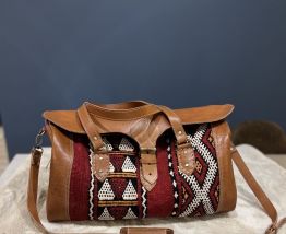 Sac de Voyage en cuir Kilim neuf, confectionné avec du tissu