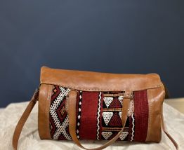 Sac de Voyage en cuir Kilim neuf, confectionné avec du tissu