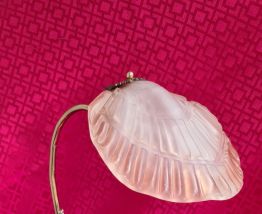 paire  de  lampes art nouveau bronze petale de verre  moulé 