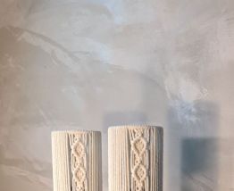 paire de lampe bois conique scandinave abat jour cordon tres