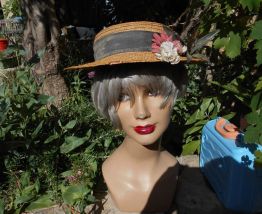 TRES BEAU CHAPEAU ANCIEN VINTAGE 1900 IMPECCCABLE PAILLE  TM