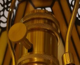 Lampe art nouveau ancienne pied bronze veritable 53x32 verre