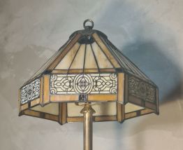 Lampe art nouveau ancienne pied bronze veritable 53x32 verre