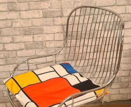 Chaise en métal par Gastone Rinaldi  1960 coussin piet mondr