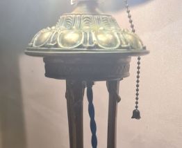 Lampe ancienne regule patiné bronze art nouveau   abat jour 