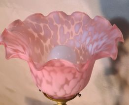 Lampe fer forgé patine bronze 1920 a 40 jolie tulipe pate de