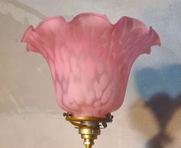 Lampe fer forgé patine bronze 1920 a 40 jolie tulipe pate de