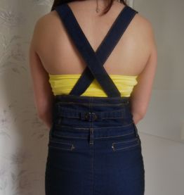 Jupe crayon en jean brut taille haute T38