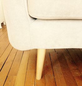 Canapé fixe york 3 places style vintage scandinave gris clair 