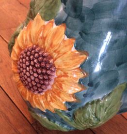 Pot "tournesol" en céramique vintage