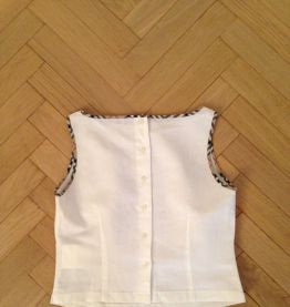 Top Burberry pas cher blanc lin liseré tartan