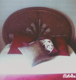 Tête de Lit "Paon" Vintage en rotin