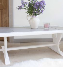 Table basse carrelage et bois