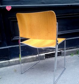 Lot de 6 chaises scandinaves bois et chrome-1970