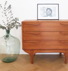 Commode coiffeuse vintage en teck scandinave des années 60
