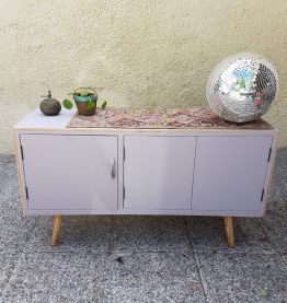 Commode enfilade meuble télé rose poudré bois vintage