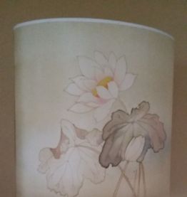 Lampe en ceramique avec abat jour en soie