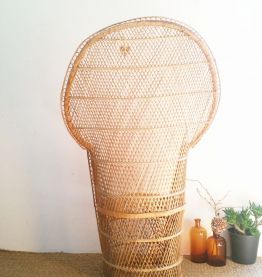 Grand fauteuil Emmanuelle rotin vintage