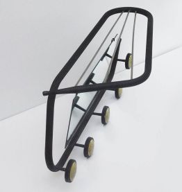 Porte-manteaux Mural noir et or avec 6 patères et son miroir