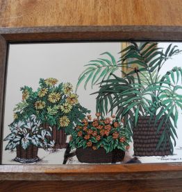 Miroir déco Kitsch Vintage 70'S décor plantes et fleurs