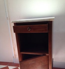 Table chevet bois/marbre