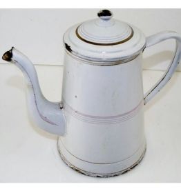 Cafetiere tole émaillée rose et or