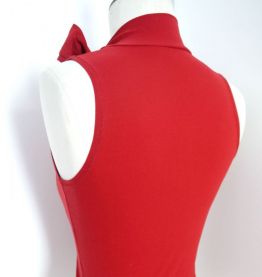 Top col montant noeud cou lacet rouge chic vintage sexy femm