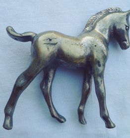 statue de cheval en métal  argenté