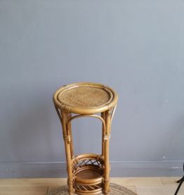 Sellette vintage porte plantes rotin