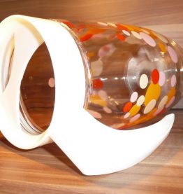 Pot, broc à eau pastilles orangées vintage 70