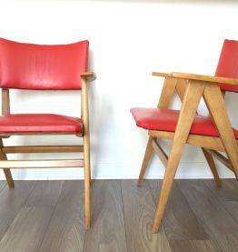 Paire de fauteuils bridge années 50 pieds compas