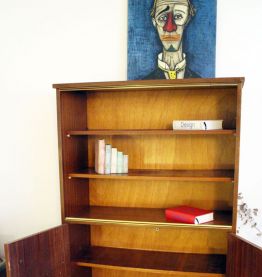 Meuble vitrine bibliothèque vintage pieds compas 50s 