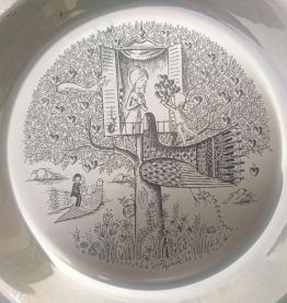 Raymond Peynet - Assiette en argent massif- 1974