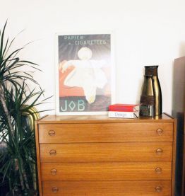 Large Commode vintage scandinave pieds compas années 60