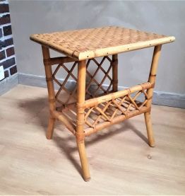 Duo de tables d'appoint vintage  bambou