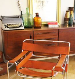 RARE - Fauteuil vintage Wassily B3 cuir marron Marcel Breuer