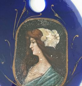 Dessous de plat Palette de peintre en faïence Art Nouveau