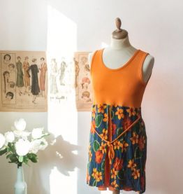 Magnifique Robe orange style seventies Made in france