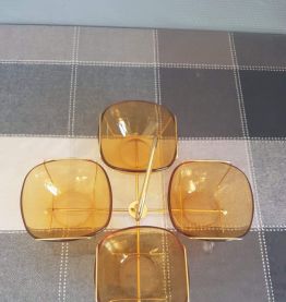 plateau apéritif vintage 4 coupes en verre Vereco et armatur