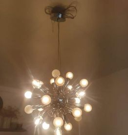 lustre vintage spoutnik chromé 24 ampoules