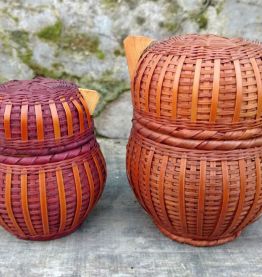 chouettes vintage osier rotin vide poche