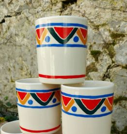 lot 6 mugs Mobil en céramique année 80