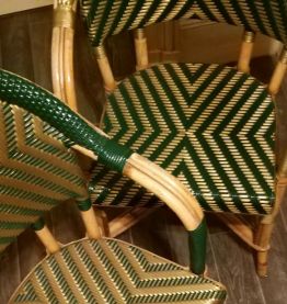 Lot 2 fauteuils vintage rotin bistrot