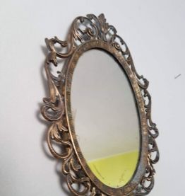 ancien petit miroir mural art déco laiton 